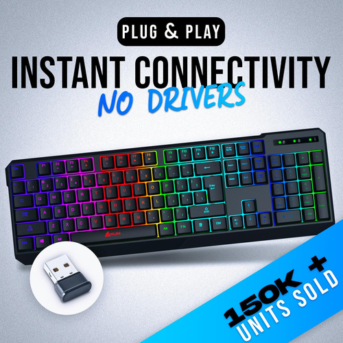 Teclado Inalámbrico Para Juegos Klim Chroma Rgb Con Barra Re