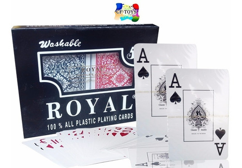 Baraja Poker Plastificada Set Azul Roja Royal Washable Cf