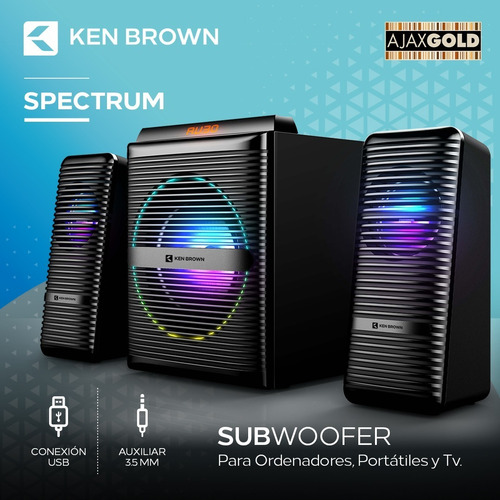 Parlantes Gamer 2.1 Woofer Rgb Bluetooth Usb Envolvente Fm