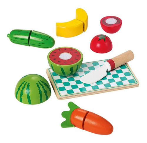 Imagen 1 de 3 de Juego Frutas Y Verduras Madera