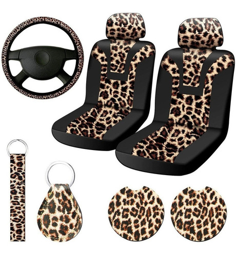 Juego De 7 Accesorios Para Coche Con Estampado De Vaca De Le