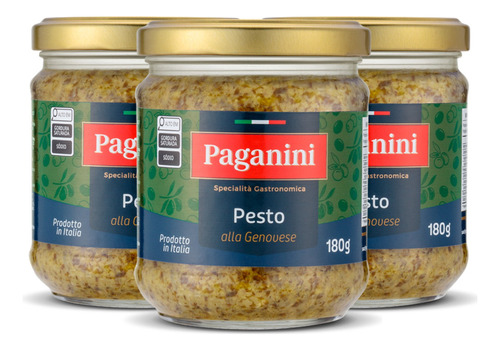 Kit C/ 3un Molho Pesto Alla Genovese Paganini 180g Kit
