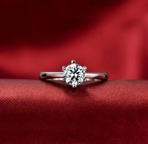 Anillo De Compromiso De Oro Blanco 18k Con Zirconia- Mod 356