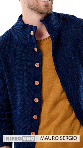 Imagen 2 de 7 de Cárdigan Lana Hombre Campera Con Botón Tipo Carei Perle