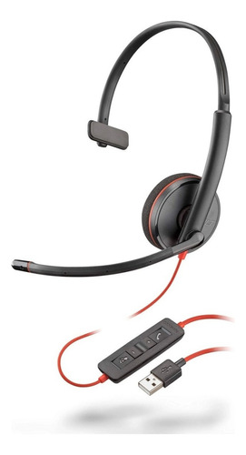 Fone de ouvido on-ear gamer Poly Blackwire 3200 Series C3210 USB-A preto