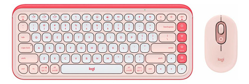 Teclado Logitech + Mouse Pop Icon Bluetooth Sp Copilot Rose