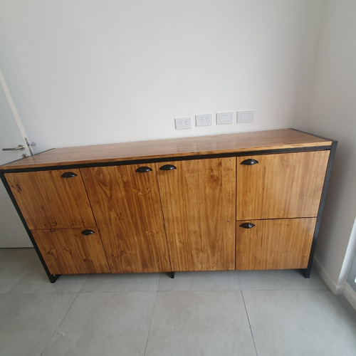 Imagen 4 de 4 de Vajillero 200x50 Guardado Hierro Madera Laqueado Industrial