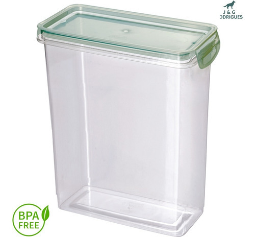 Pote Hermético Cristal Plástico Com Trava Mantimento 3000 Ml Cor Borracha Verde