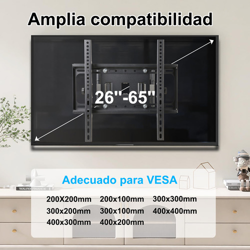 Soporte De Pared Para Tv Y Monitor De 26 A 65 Con Movimiento