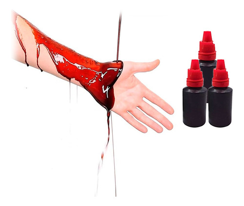 Sangre Falsa Artificial Maquillaje Halloween Disfraz X 12 Unidades