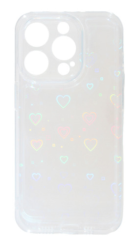 Protector iPhone 13 Pro Transparente Con Corazones Brillante