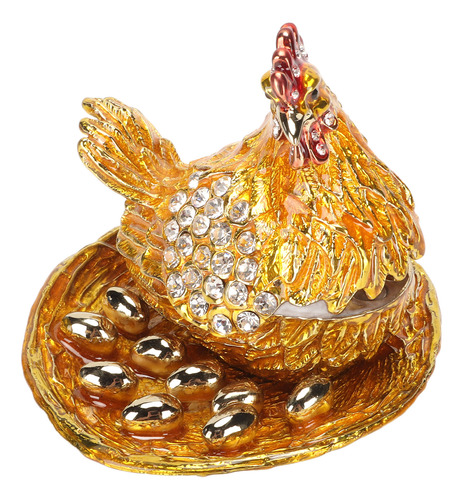 Hen Figurine Trinket Es Golden Handcraft Exquisite Small