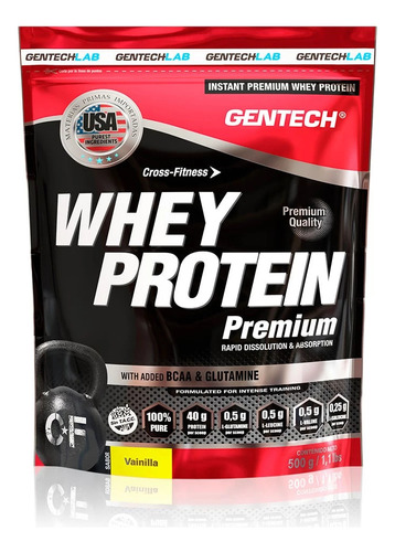 Gentech Whey Protein Premium Cross Fitness Crossfit 500grs Sabor Vainilla