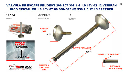 Valvula De Escape Peugeot 206-207-307 1.4-1.6 16v 02-12-veni