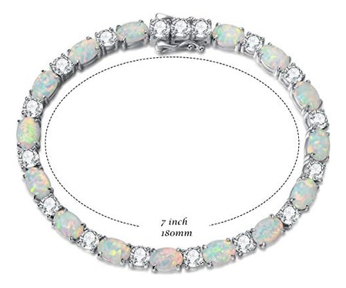 Pulsera De Tenis De Ópalo De Fuego De Plata Esterlina Fancim
