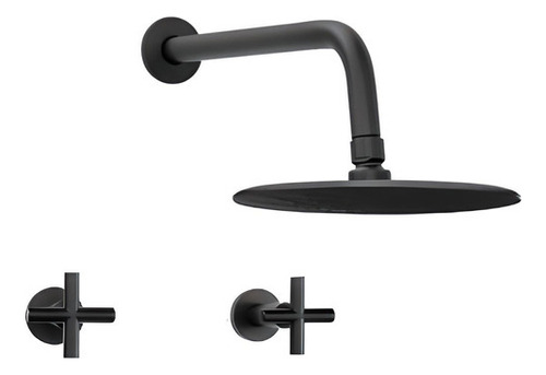 Griferia Ducha Simple Aqualaf Aqua Black Cruz Redondo 88035 Duchon Negro Baño Metal Mate