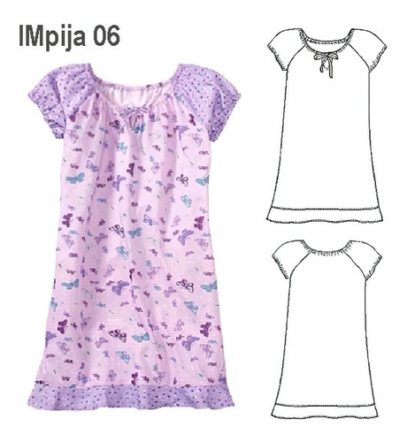 ( Moldes De Ropa)  Pijama Camisa Niña 0906