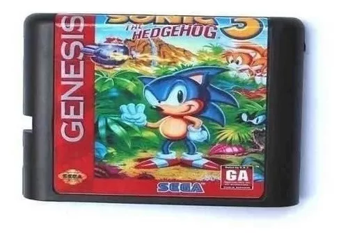 Vídeo Game Mega Driver 3 com Jogo Sonic 2 Hedgehog