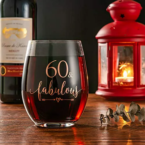 Copa De Vino 60 Y Fabulosa En Oro Rosa Para Regalo De Cump