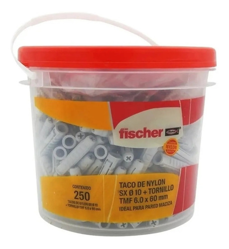 Tarugo Fischer Sx10 + Tmf Tornillos 6x60 - Balde X 250 Unid.