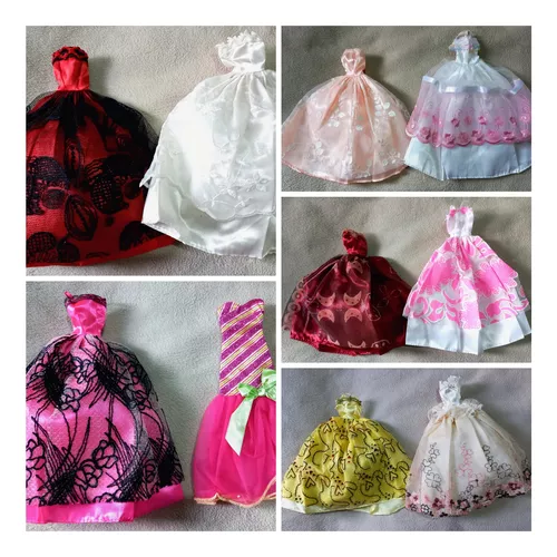 Lote 10 Vestidos Para Bonecas Barbie - Sem Repetição