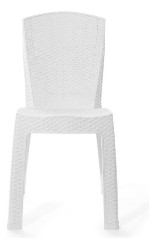 Silla Plástica Reforzada Tecson Lectra Símil Rattan X 2 Uds. Color Blancas