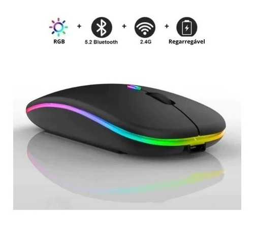 Imagen 3 de 5 de Mouse Raton Inalambrico Recargable Con Luz Bluetooth