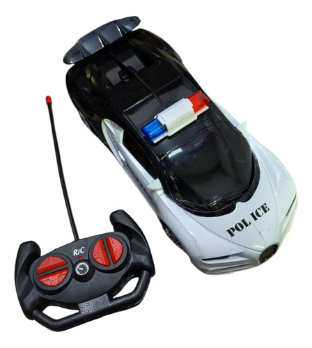 Auto Vehiculo Radio Control Remoto Policia Bateria Recargabl Color Blanco/Negro