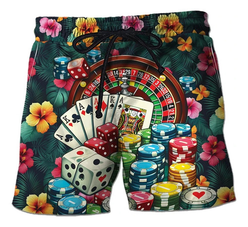 Pantalones Cortos De Playa Con Estampado 3d Casino Club