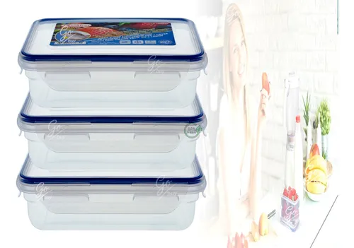 X3 Envase Rectangular Reutilizable Porta Comida Vasijas Casa