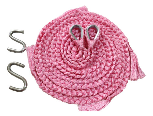 Soga Cuerda Para Hamaca Incluye Par De S Metalica Negra Color Rosa Color