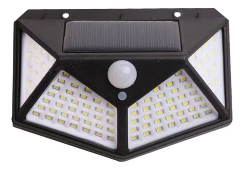 Aplique Triangular 100 Led Solar Contra Agua Negro