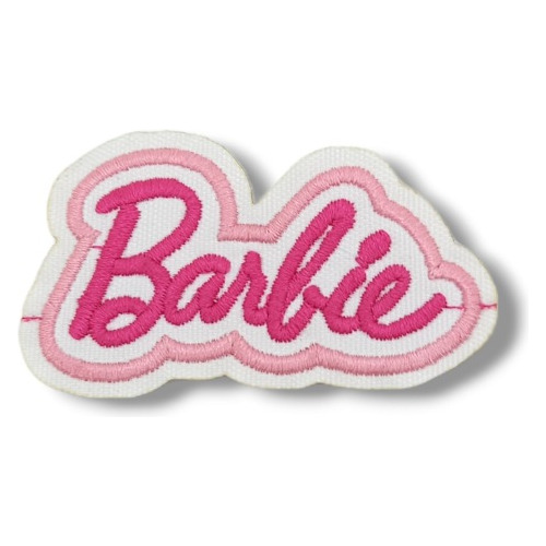Barbie Parche Bordado Aplique Termoadhesivo 6cm Borde Blanco