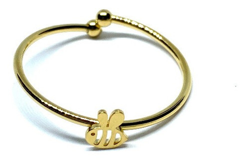 Anillo Acero Inoxidable Dorado Abeja Ajustable