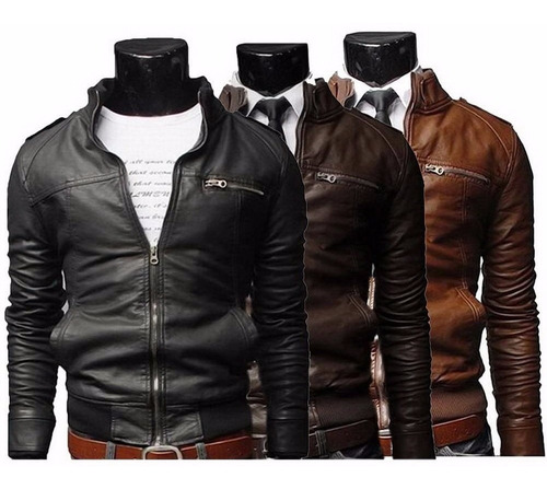 Chaquetas Ecocuero Negra Slim Fit Solo Talla M/l