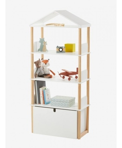 Librero Para Niños Con Repisas Y Almacenamiento Confeti Color Blanco