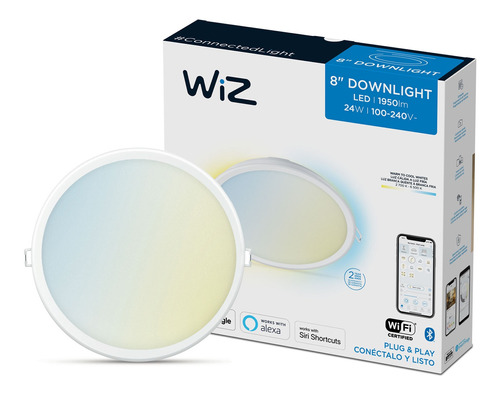 Imagen 1 de 8 de Wiz Downlight Inteligente 24w Luz Cálida Y Fría Wi-fi X2 Un.