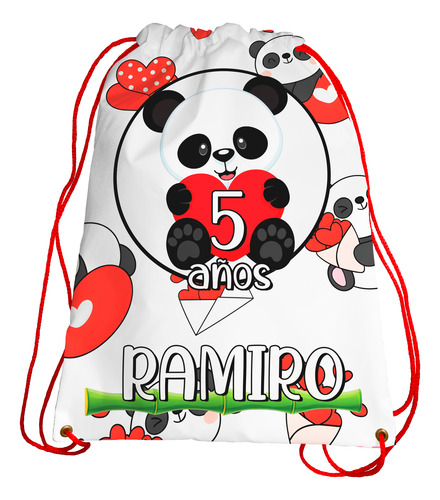 Morralitos Recuerdos Cumple Bolo Oso Panda Personalizado 30u