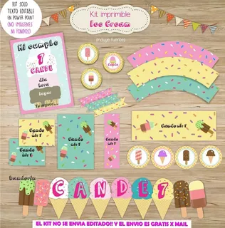 Kit Imprimible Ice Cream Heladitos Verano Helado Paleta T54