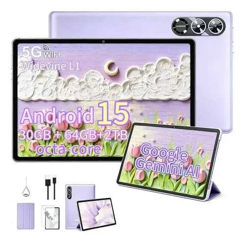 Tablet Android 15 10 Polegadas 10 pol 30Gb Ram + 64gb Rom Tf2 Tb, Google Play, netflix, Widevine L1, 5g Wifi, Gemini Ai, Octa-core, Controle Parental, Bt 5.0, Com Capa...