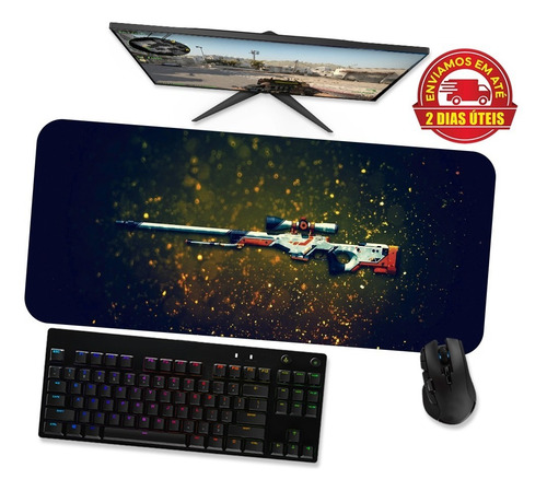 Mousepad Gamer Gigante Speed 90x40 - Csgo Awp Asiimov