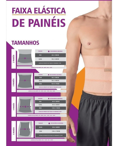 Faixa Elástica Abdominal / Torácica 4 Painéis 30x100cm
