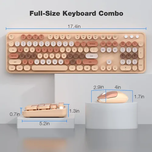 Combo Teclado Y Ratón Inalámbrico Geezer Coffee 104 Teclas