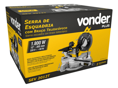 Serra Esquadria 12pol Braço Telescópico Sev2012t 220v Vonder