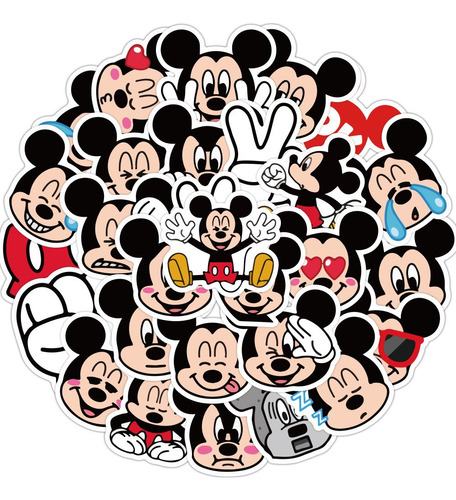 40 Stickers Impermeables Mickey Mouse, Adhesivos, Pegatinas