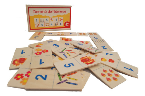Domino Infantil De Madera De Numeros Juego Didáctico Niños