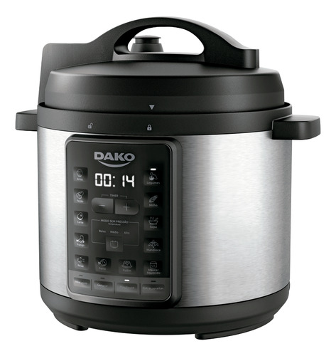 Panela De Pressão Elétrica Dako 1000w Com 6 Litros E Multifunções Preto 127v
