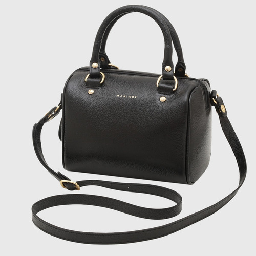 Bolsa Feminina Transversal De Couro Bovino Mariart Iguaçu Cor Preto