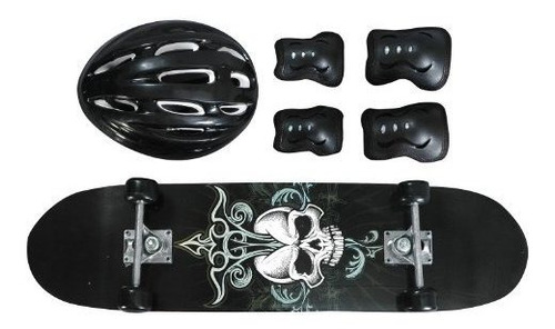 Negro Diseño De Calavera Youth  tabla De Skate (combo Pack 