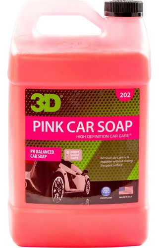 Shampoo Neutro Espumante Para Autos 3d Pink Car Soap 1 Galon